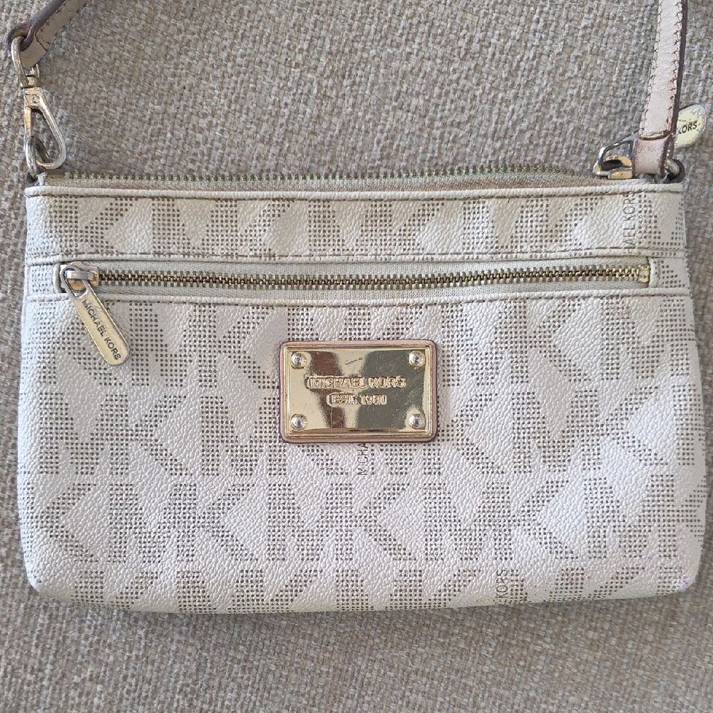 Michael Kors Beige Patterned Crossbody Bag